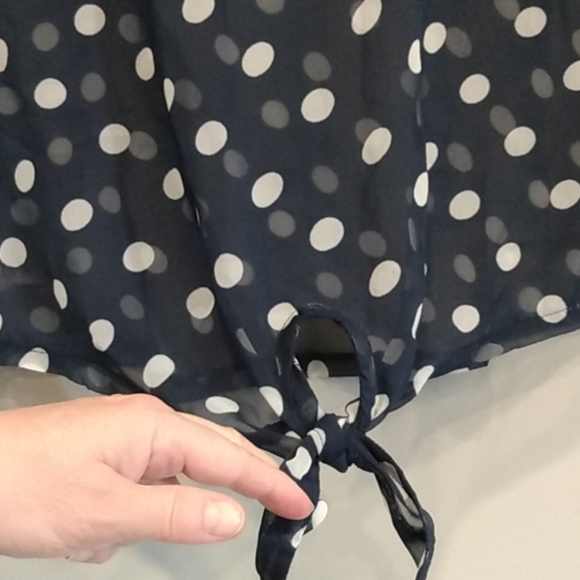 Navy Polkadot Sheer  Blouse by Rue21 - Picture 3 of 4